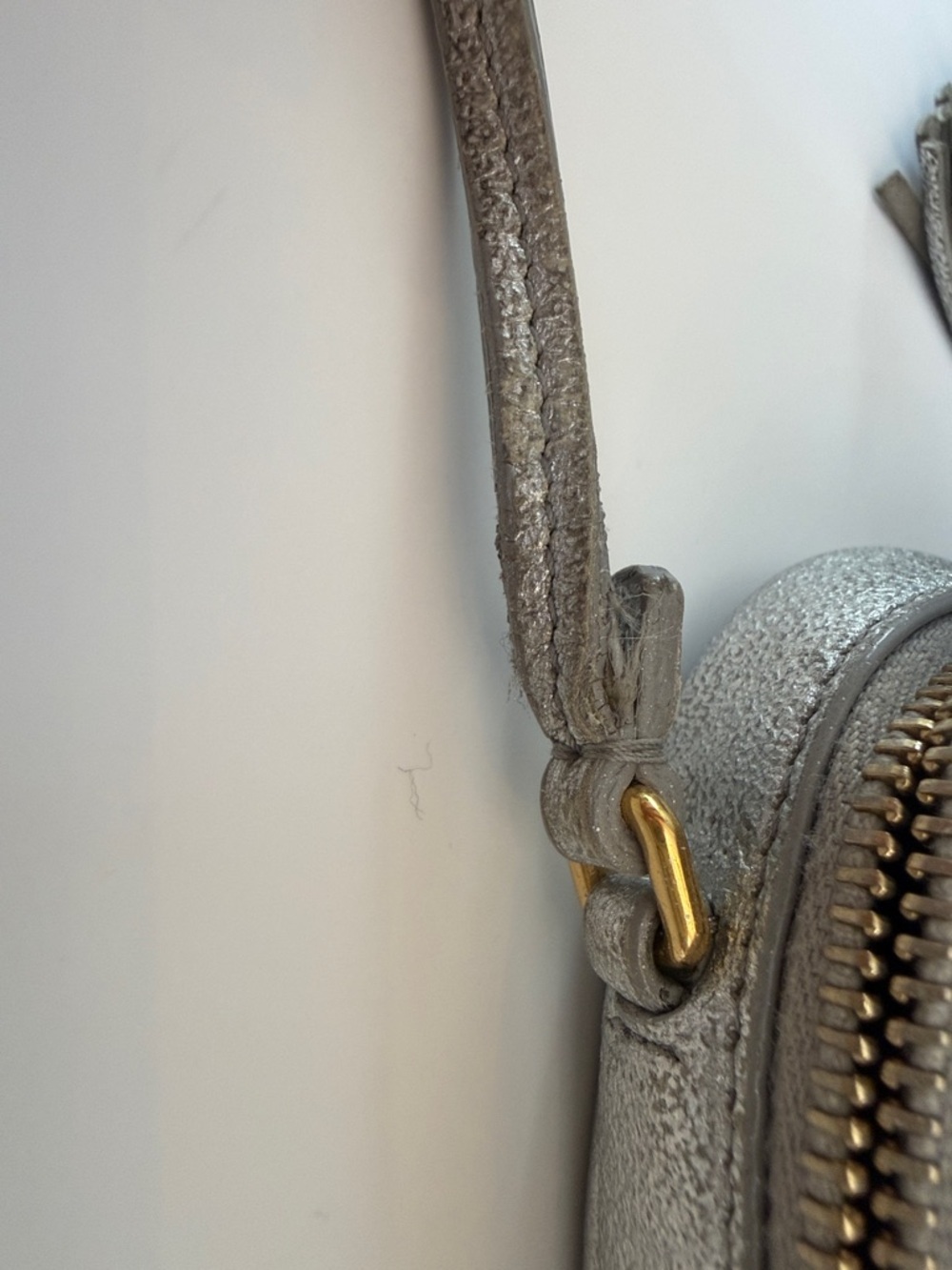 Saint Laurent Metallic Silver Camera Crossbody with Fringe Zipper Pull - Picture 9 of 12